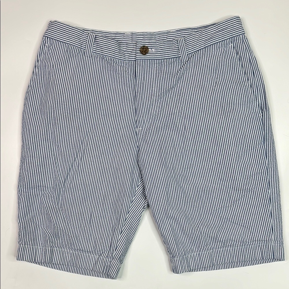 Brooks Brothers Blue White Striped Cotton Chino Shorts Size 32